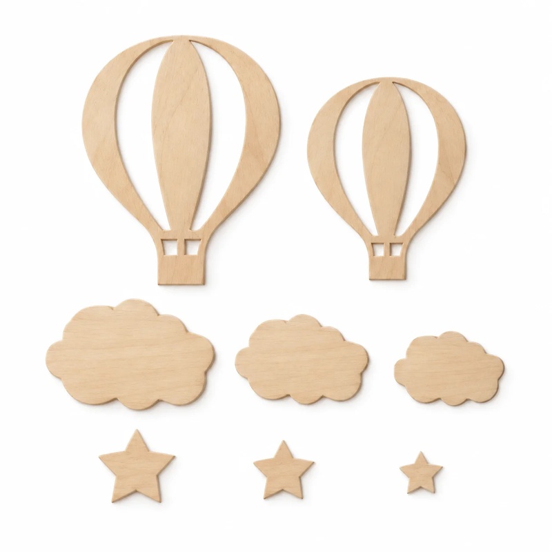 Art And Craft For Nursery - 13 Parça Ahşap Sıcak Hava Balonu